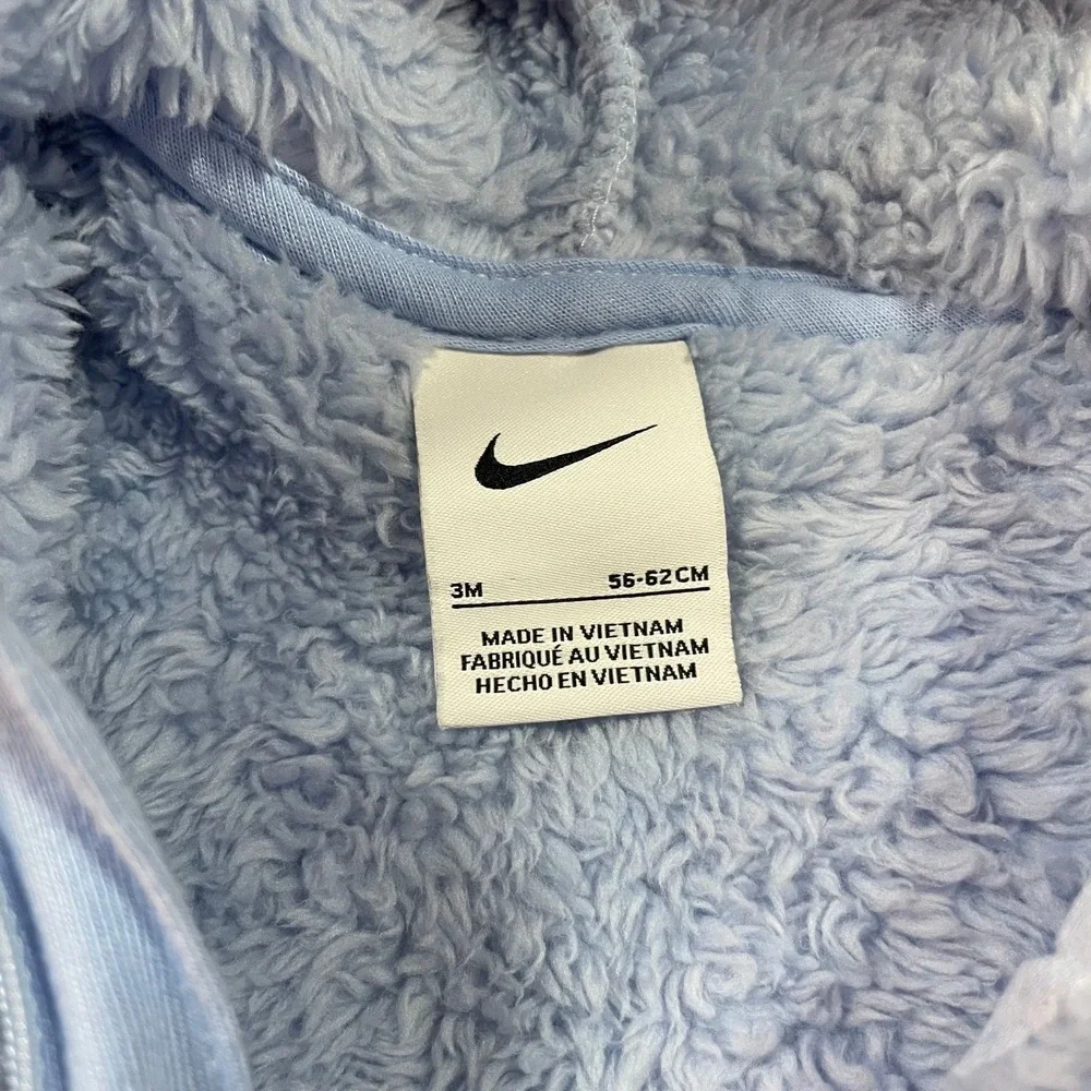 Nike Sherpa Fleece Bunting Snow Suit Coverall Baby 3M Light Blue Hooded Full Zip